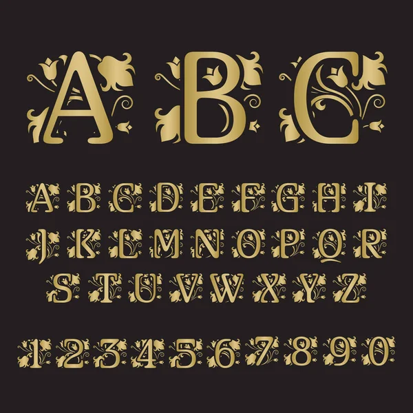 Set of vintage style initial letters. — Stock Vector