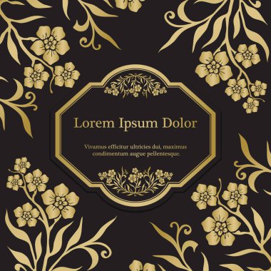 Arka plan ile altın myosotis (unutma) grafik çiçekler