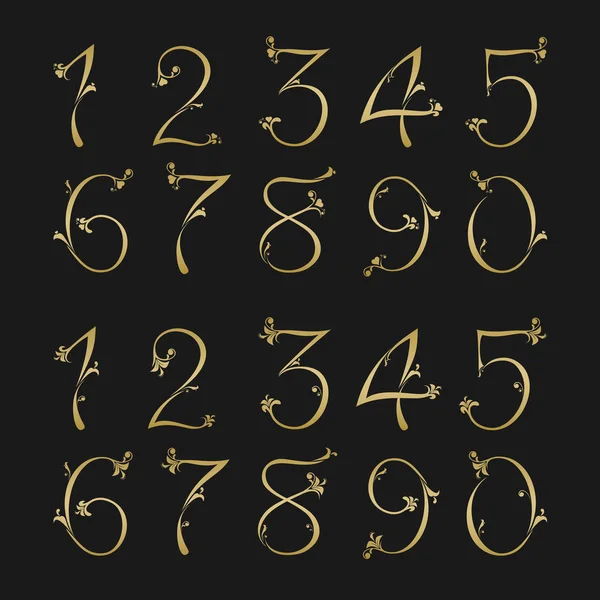 Conjunto de números de silueta, de uno a cero — Vector de stock