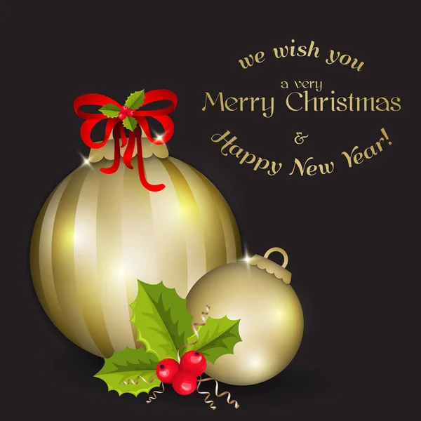 Joyeux Noël carte et Happy New Year fond — Image vectorielle