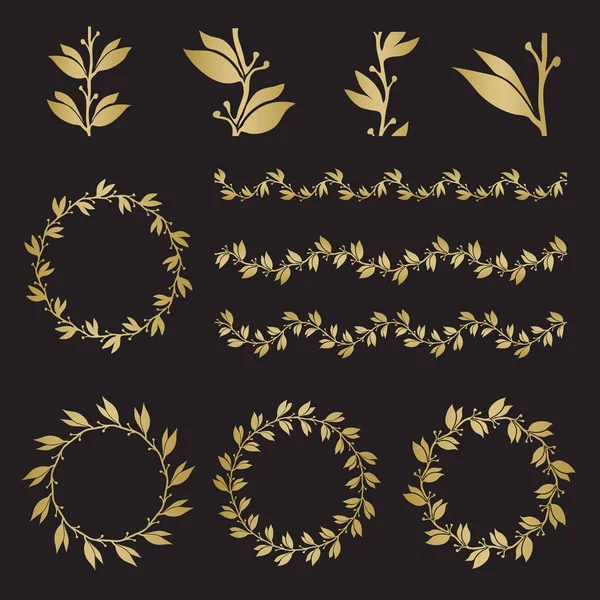 Coronas de laurel silueta en diferentes formas — Vector de stock