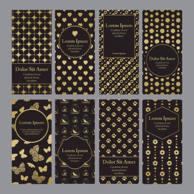 Altın rengi ve siyah desenleri ile el ilanları.