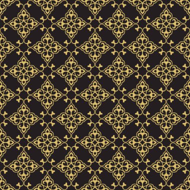 Sorunsuz çiçek döşeme deseni altın ve siyah