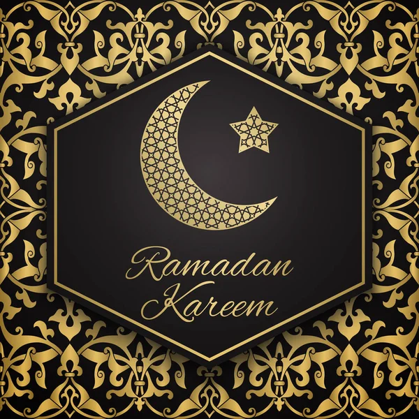Ramdan Kareem Grußkarte mit Halbmond und Stern — Stockvektor