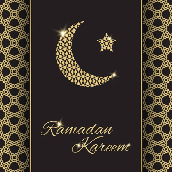 Tarjeta de felicitación Ramadán Kareem con media luna y estrella — Vector de stock