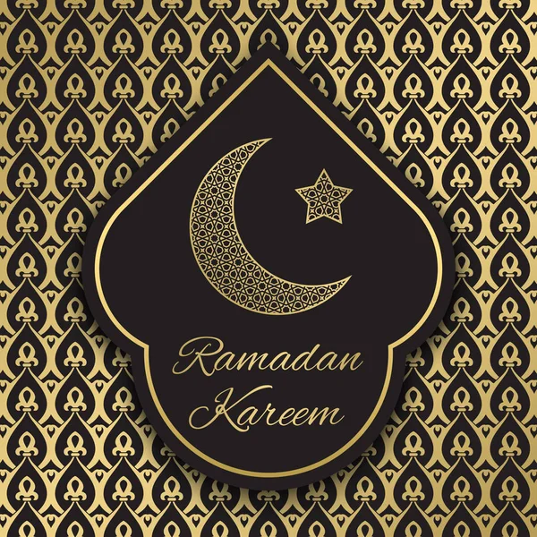 Tarjeta de felicitación Ramadán Kareem con media luna y estrella — Vector de stock