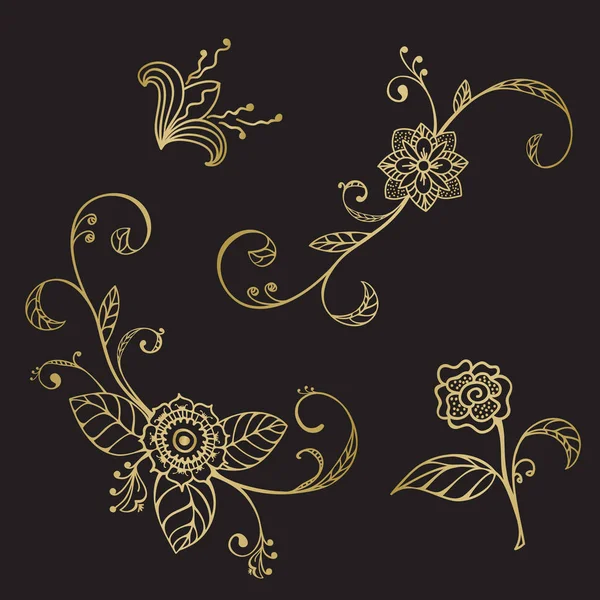 Esquisse dessinée à la main éléments floraux — Image vectorielle