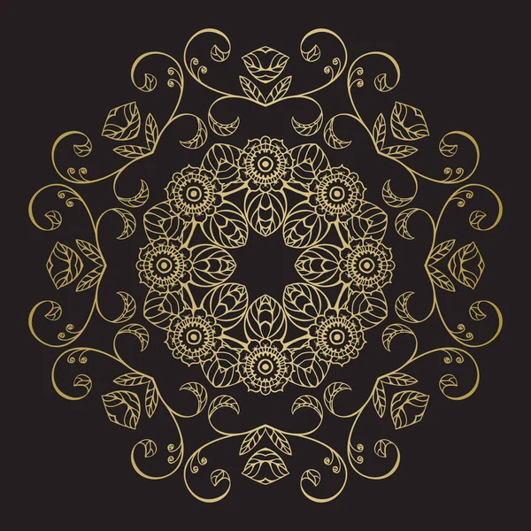 Mandala floral rond de couleur or . — Image vectorielle