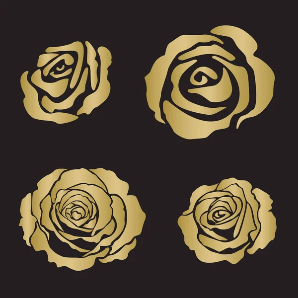 Silueta rosa flores abiertas — Vector de stock