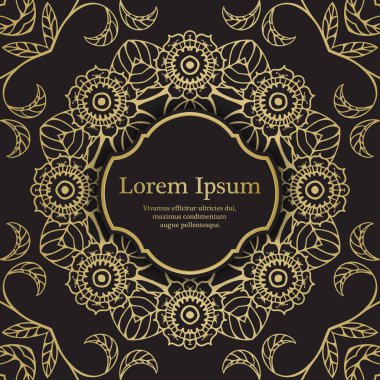 Altın grafik çiçekler ile arka plan