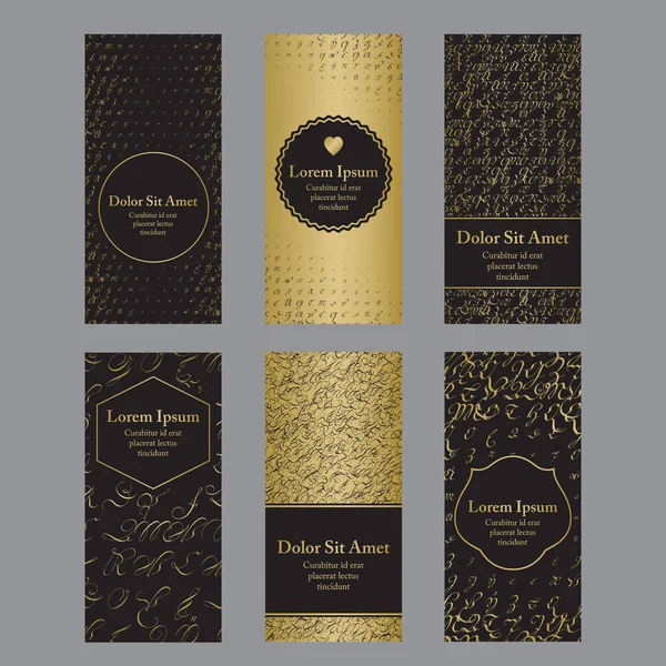 Folhetos com padrões em ouro e preto - meio-tom —  Vetores de Stock