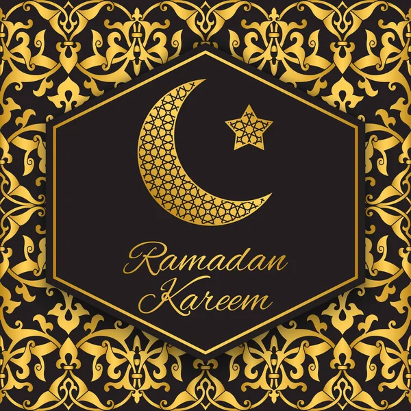 Ramadan Kareem üdvözlés kártya-val félhold és csillag — Stock Vector