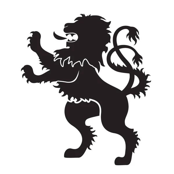 Heraldische silhouetten voor tekens en symbolen - leeuw in zwarte kleur — Stockvector