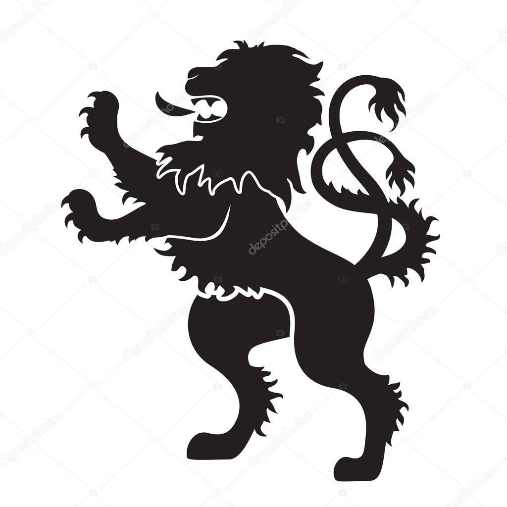Heraldic silhouettes for signs and symbols - lion in black color ...