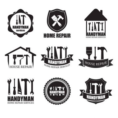Set of different handyman services icons clipart