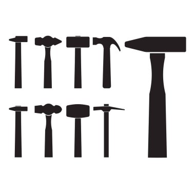 Set of different hammer silhouette clipart