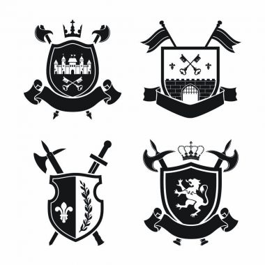 Arma - kalkanlar taç, kasaba, halberds kenarlarında