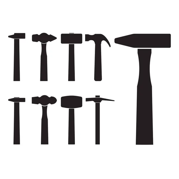 Set van verschillende hamer silhouet — Stockvector