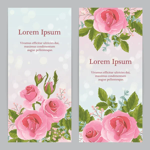 Svenska rosa ros grafiska blommor. — Stock vektor