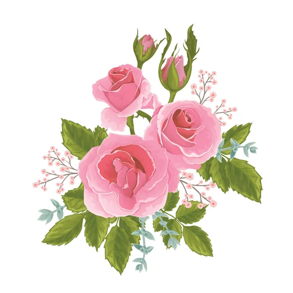 Rosa inglese fiori grafici . — Vettoriale Stock