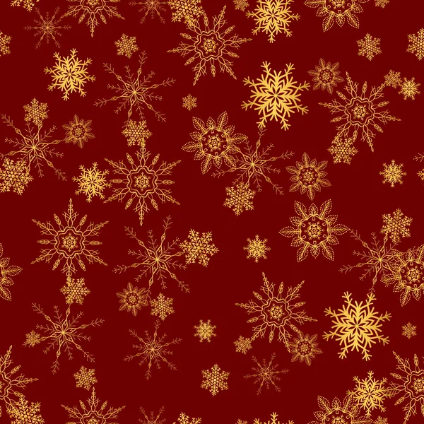 Seamless pattern with gold snowflakes — Stock Vector