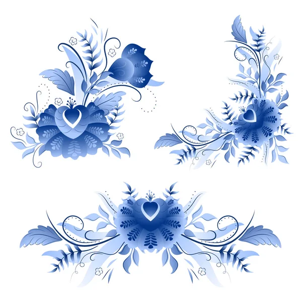 Classique russe gzhel ornement motif — Image vectorielle