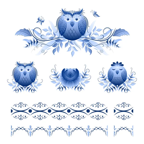 Klassieke ghzel ornament vogel — Stockvector