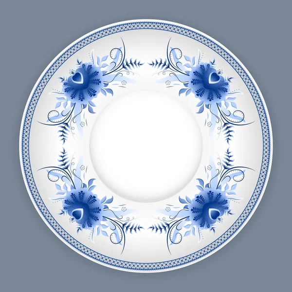 Gzhel süsleme ile plaka