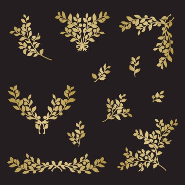 Bilberry veya yaban mersini siluet seti