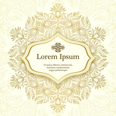 Klasik Arapça çiçek süsleme ile altın arka plan