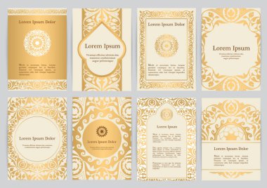 Çiçek bej, altın renkli A4 için vektör şablonları
