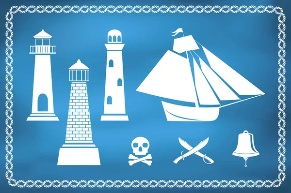 Set of nautical and marine icons — Stock Vector