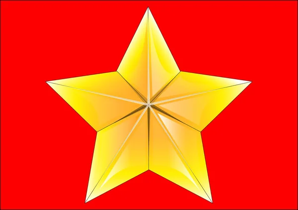 Estrella de cinco puntas sobre fondo rojo — Vector de stock