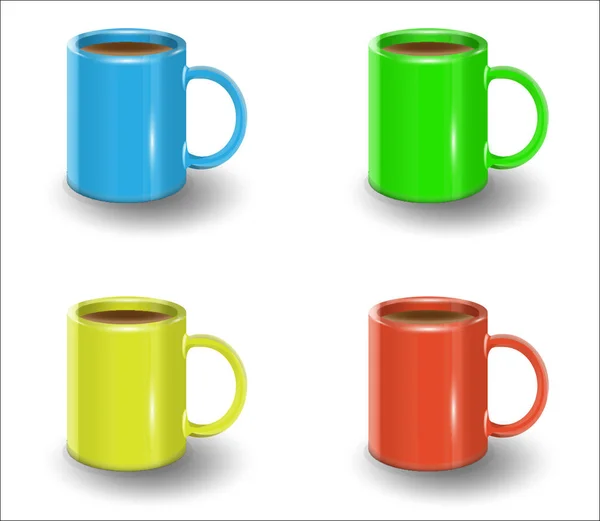 Ceramic mugs of different colors — Stock Vector