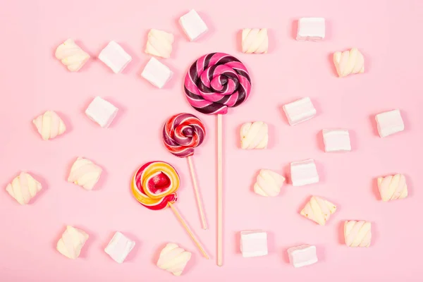 Dolci marshmallow con lecca-lecca — Foto Stock