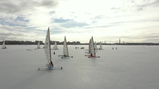 Competencia Barcos Hielo Invierno — Vídeo de stock