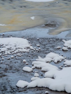 Winter Creek buz ve kar arasında akıyor.