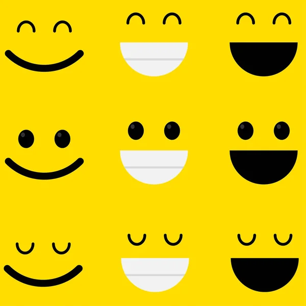 Ensemble d'icônes de ligne émoticônes. Smile icônes ligne art isolé sur fond jaune — Image vectorielle