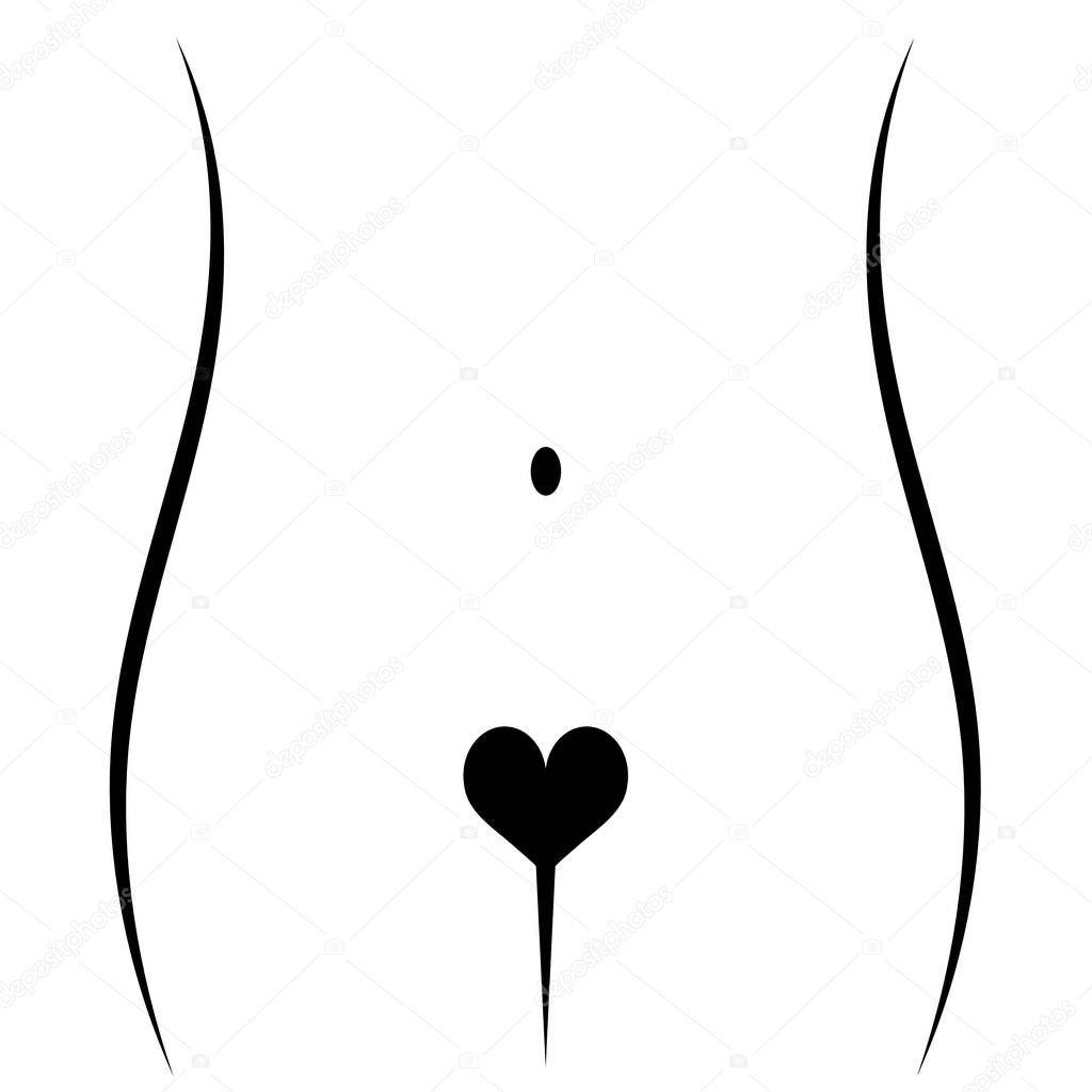 Bikini zone with heart flat icon. Isolated vector illustration