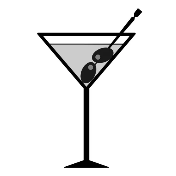 Zwart Martini Glas Ikoon Geïsoleerd Witte Achtergrond — Stockvector