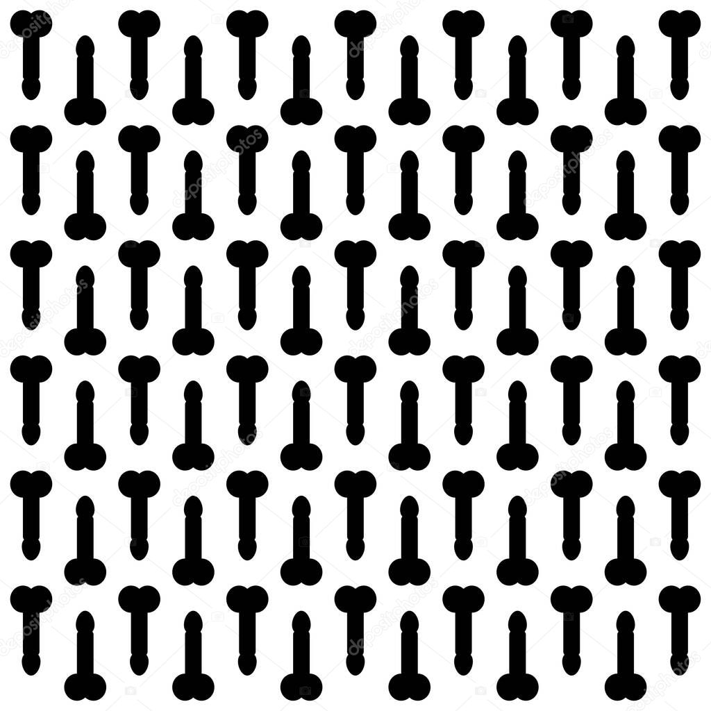 Penis seamless pattern. Black body part texture. Male background