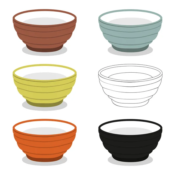 Cups or bowl of different cly types illustration set — Stock Vector