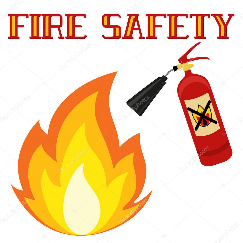 Fire safety poster isolated on white background.