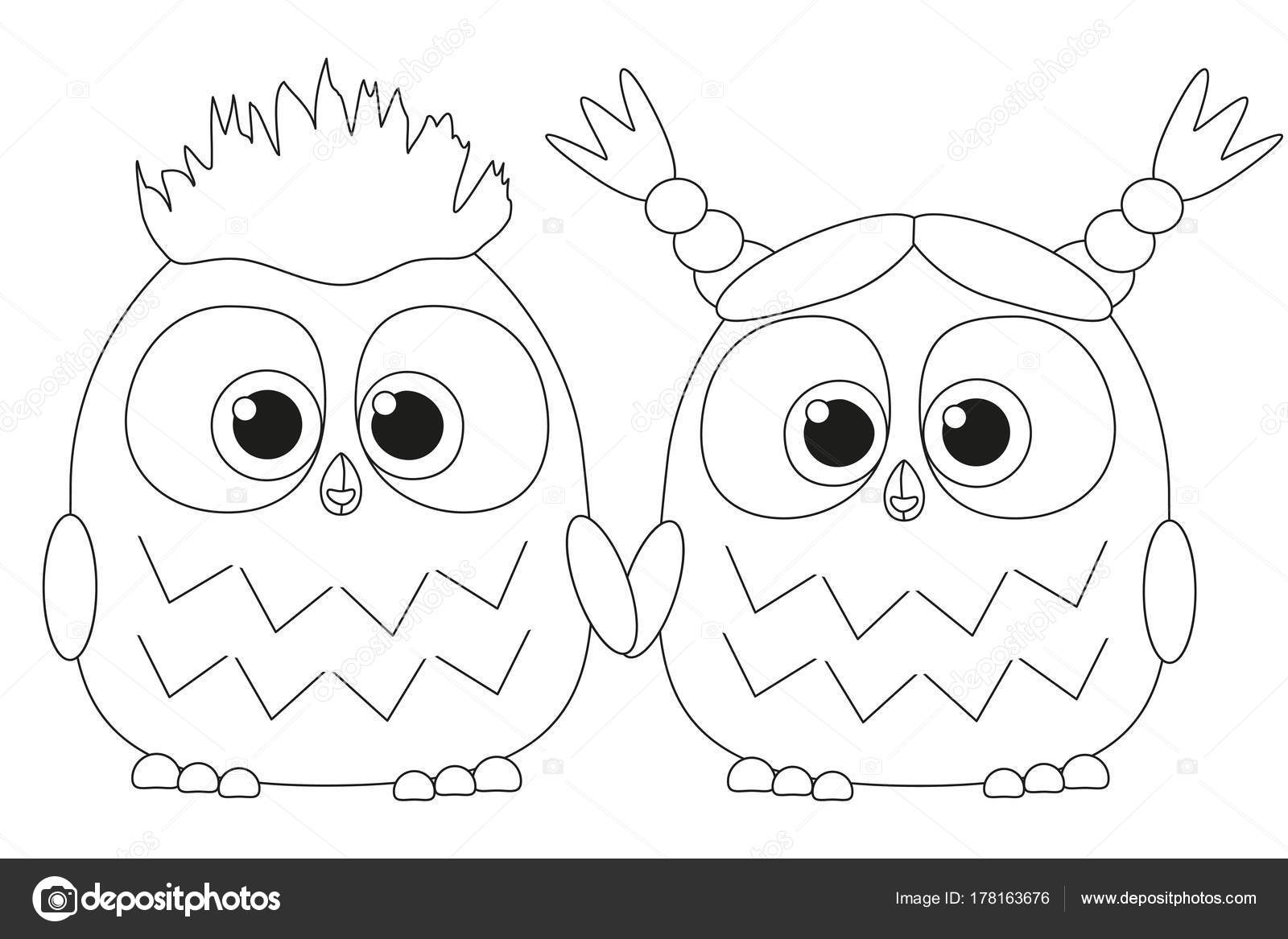 Zwart Wit Poster Met Een Paar Uil Stockvector Bessyana 178163676