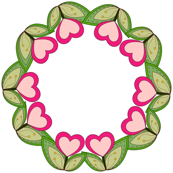 Colorful wreath poster with heart plants and leafs. — Stock Vector