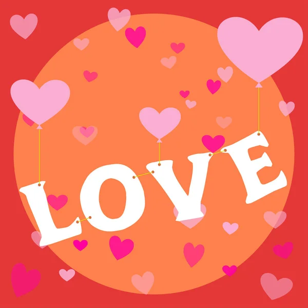 Voando amor coração balão feliz dia dos namorados cartaz temático . — Vetor de Stock