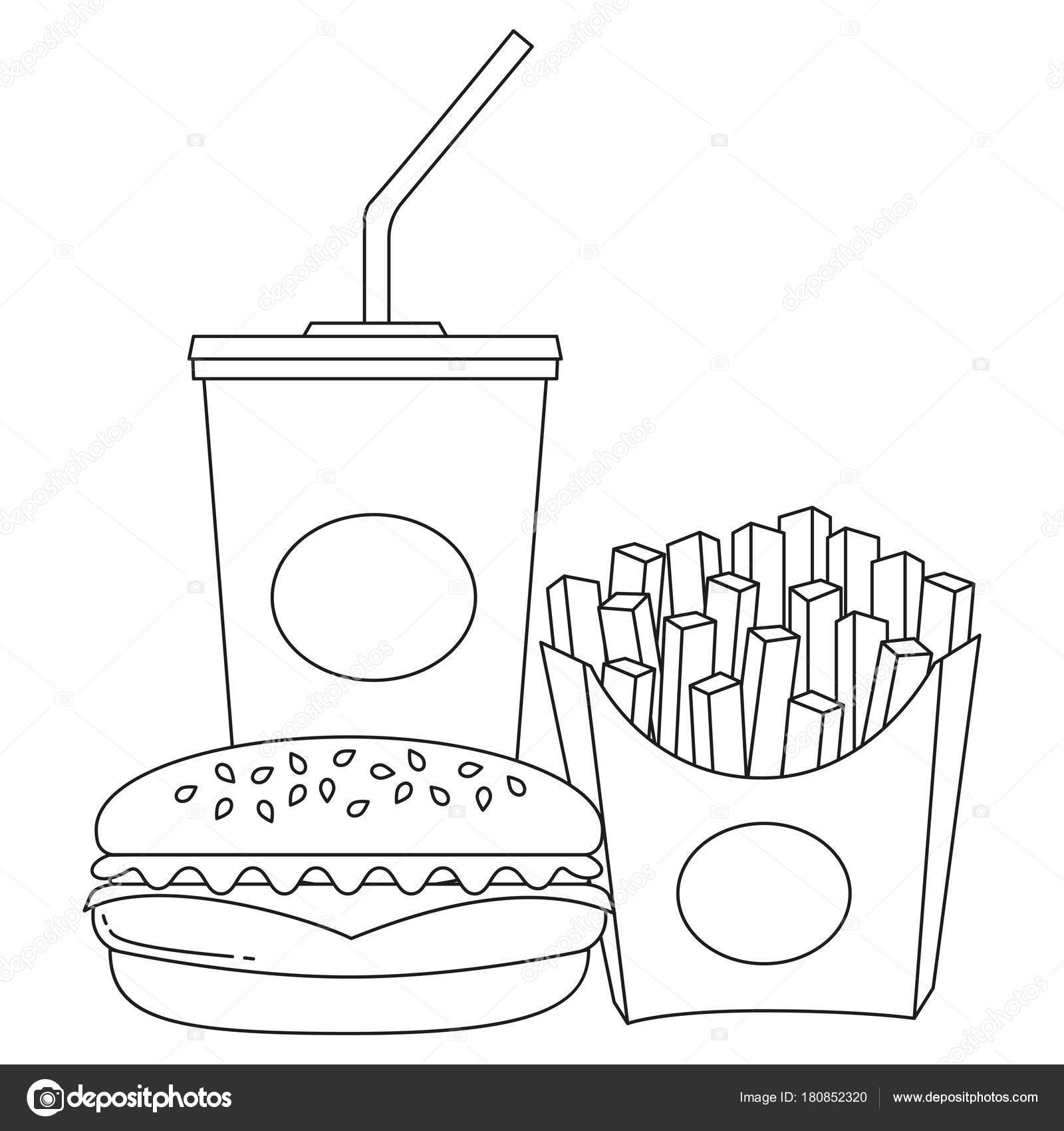 Kleurplaat Hamburger Met Friet