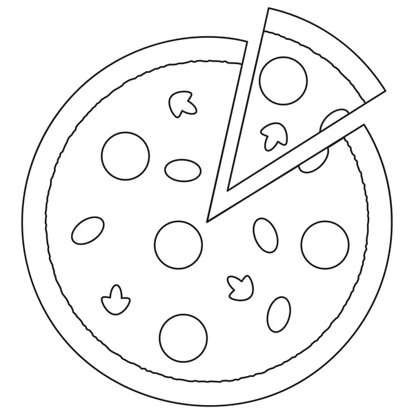 Pizza en blanco y negro rebanada icono de comida rápida cartel . — Vector de stock