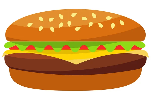 Разноцветный гамбургер с чизбургером и плакат с иконой быстрого питания . — стоковый вектор