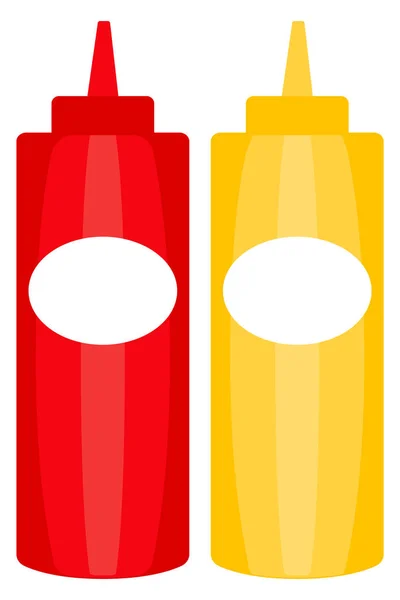 Cartaz colorido do ícone do frasco do molho de mostarda ketchup . — Vetor de Stock